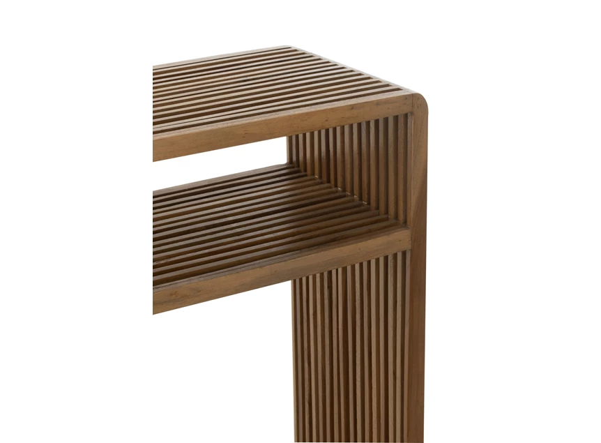 Set Van 2 Console Met Schap Gerecycleerd Teak Naturel (130x30x80cm)- detail