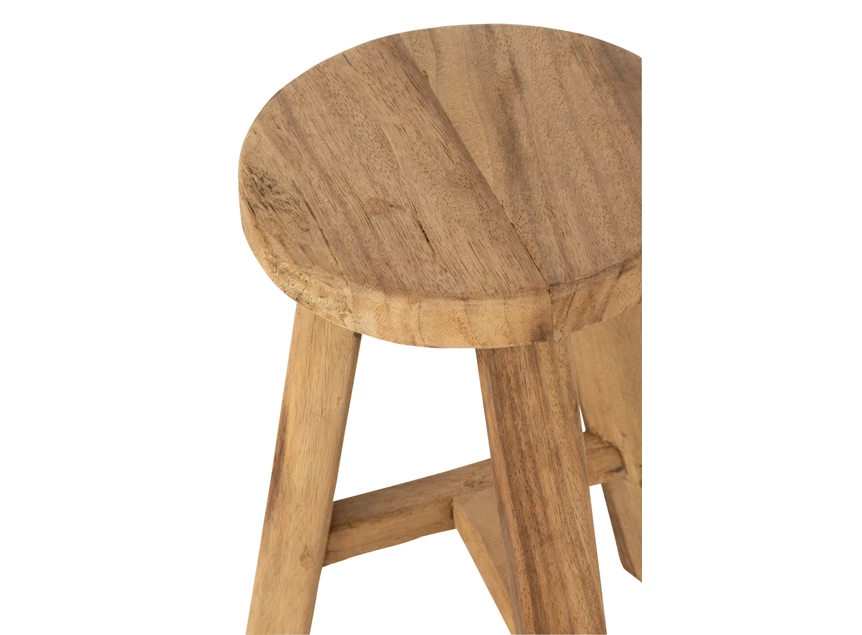 Kruk Rond Gerecycleerd Teakhout Naturel Ø29x44.5cm- detail boven