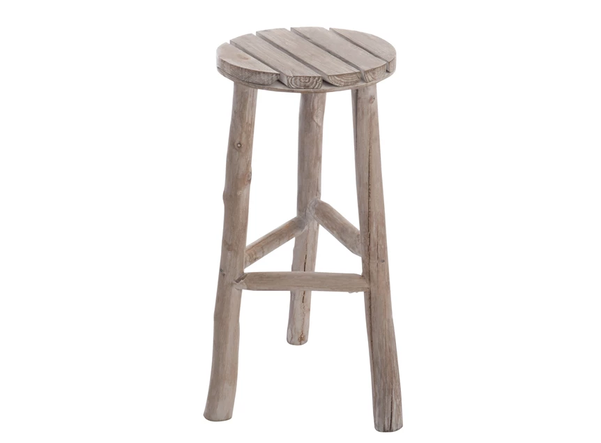 Barstoel Rond Hout White Wash M Ø40x53cm
