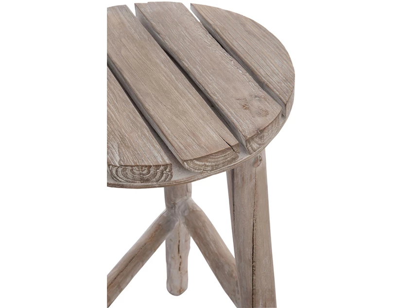Barstoel Rond Hout White Wash M Ø40x53cm- detail