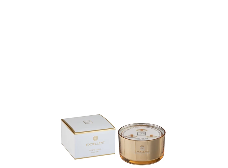 Geurkaars- excellent golden honey- goud- large- 40u- Ø14x9.5cm