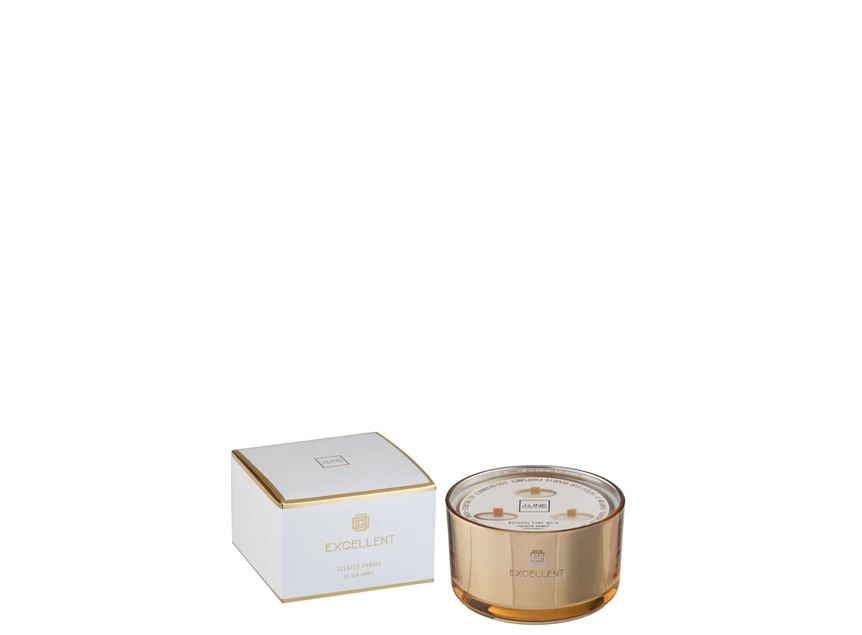 Geurkaars- excellent golden honey- goud- large- 40u- Ø14x9.5cm