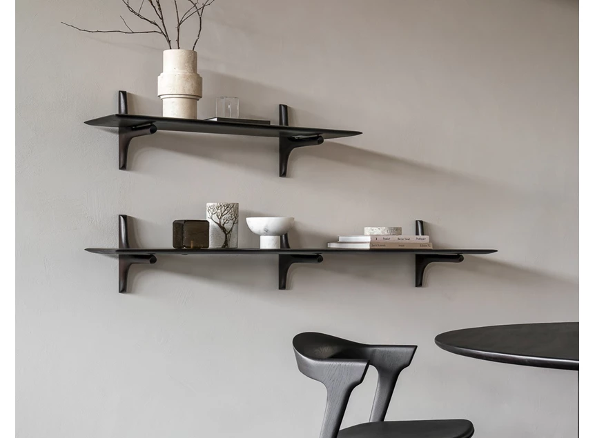 Zijde sfeerfoto Wandplank Mahogany Pi Dark Brown Wall Shelf 29793 Ethnicraft