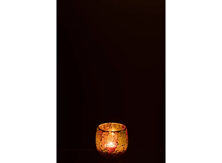 Sunset kaarsenhouder- glas- multi- smal- Ø9,5x9cm- donker