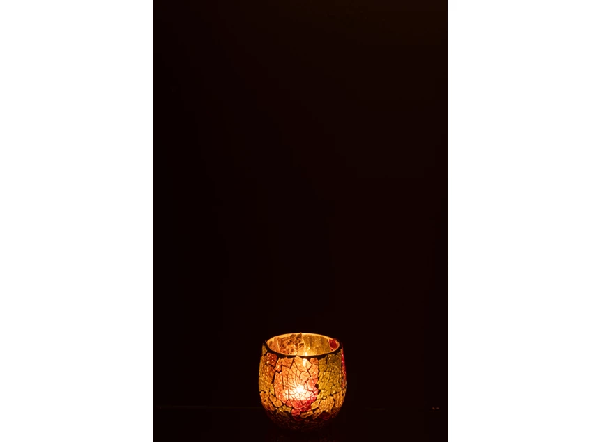 Sunset kaarsenhouder- glas- multi- smal- Ø9,5x9cm- donker