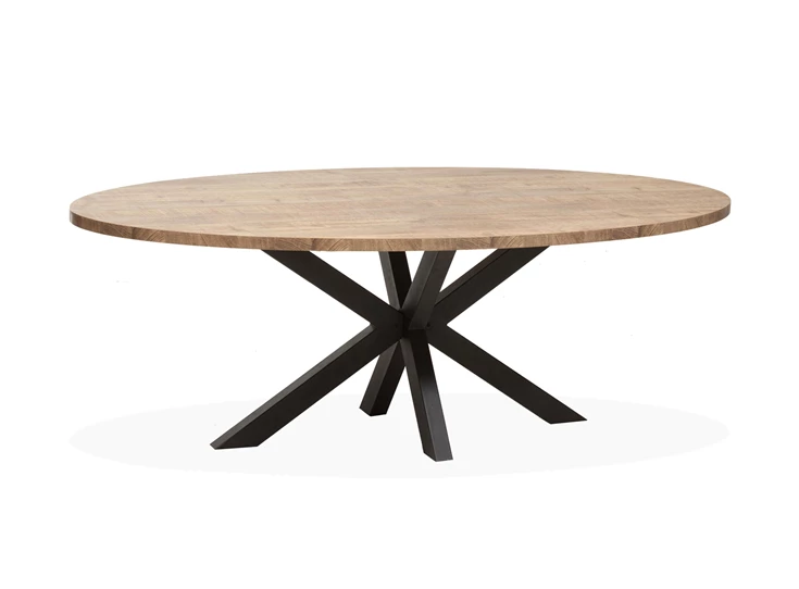 5168 lamulux ovaal 250x128 cm industrieel zwart metaal maxfurn eettafel lynn krasvrij mangohout