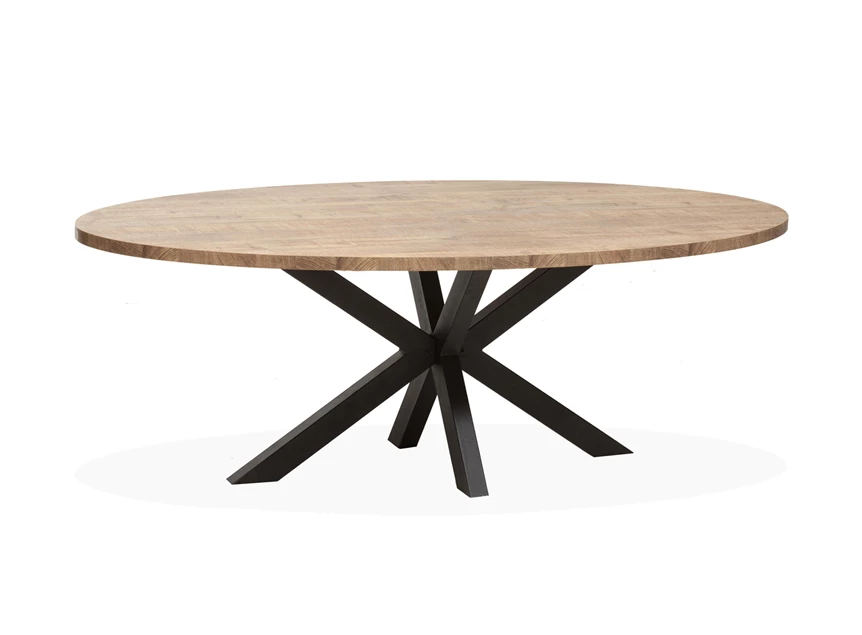 5168 lamulux ovaal 250x128 cm industrieel zwart metaal maxfurn eettafel lynn krasvrij mangohout