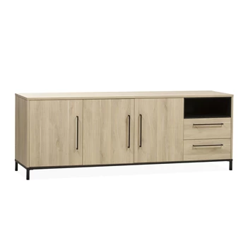 5164 maxfurn lamulux metaal dressoir 3 deuren 2 laden 1 open vak fresh oak old bridge piano zwart
