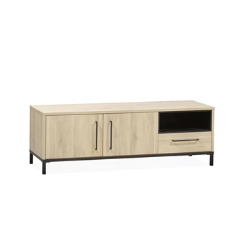 5164 klein televisiemeubel bridge fresh oak lamulux zwart metaal industrieel old piano maxfurn 2 deuren