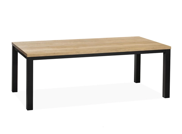 5506 empire 220x100cm maxfurn eettafel industrieel zwart metalen onderstel lamulux blad hout
