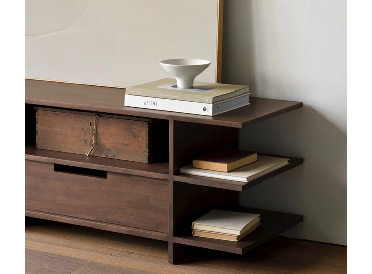 Zijde open ruimte Tv kast Teak Kabuki Brown TV Cupboard 10792 Ethnicraft