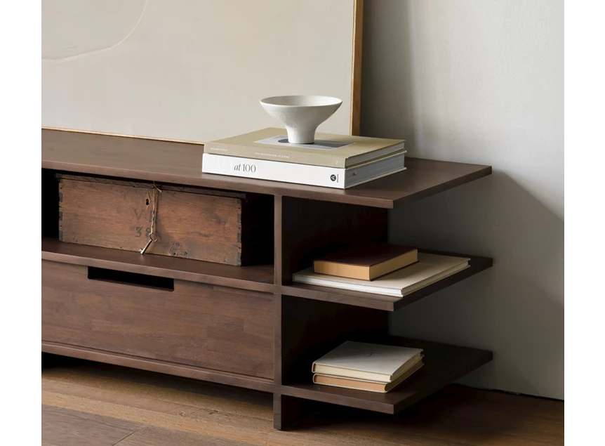 Zijde open ruimte Tv kast Teak Kabuki Brown TV Cupboard 10792 Ethnicraft