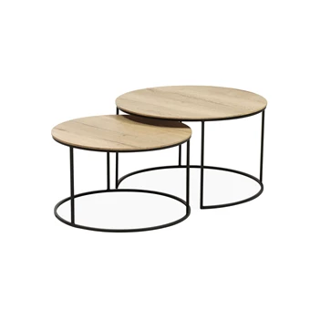 5691 windsor lamulux natur maxfurn salontafel set rond hout zwart metalen onderstel