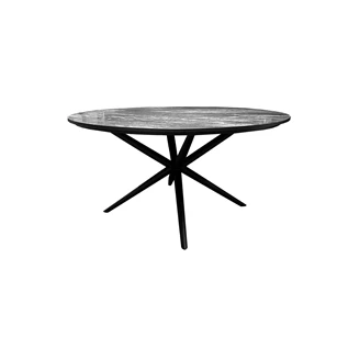 5696 iris eettafel dia 150cm rond lamulux marble nero spin poot zwart maxfurn