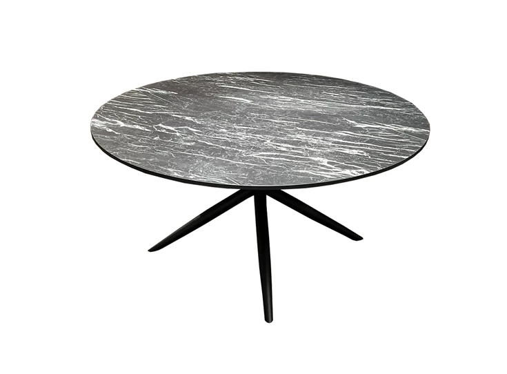 5696 iris spin poot zwart maxfurn eettafel dia 150cm rond lamulux marble nero