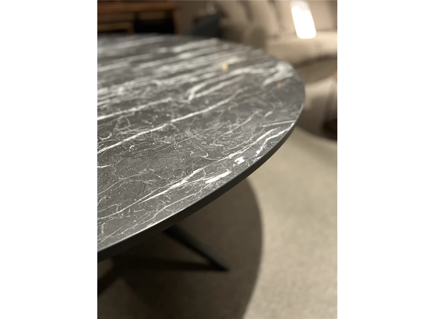 5696 eettafel dia 150cm rond poot zwart maxfurn lamulux marble nero iris spin