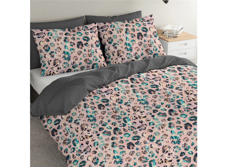 801344 Ambianzz bedding dekbedovertrek panter roze 240x200/220 kussens sfeer detail
