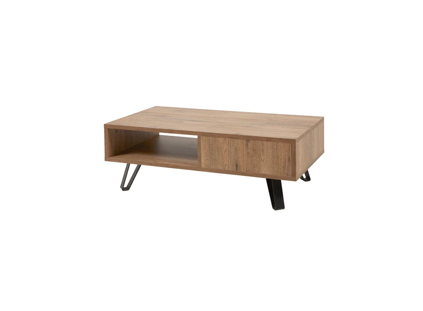 Phenix budget industrieel lade open vak scarlet oak zwarte accenten salontafel bauwens eetkamer