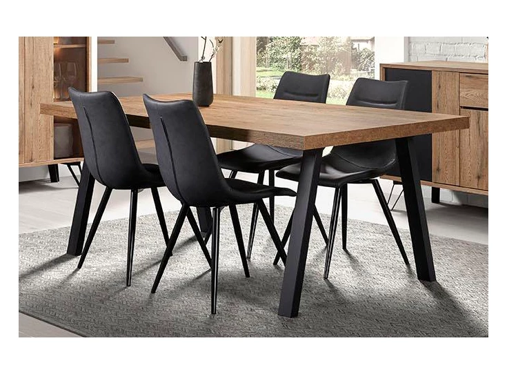 Phenix eettafel 200x100cm A poot metaal zwart scarlet oak bauwens budget