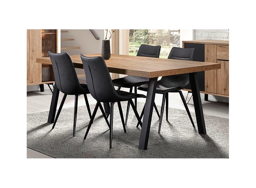 Phenix eettafel 200x100cm A poot metaal zwart scarlet oak bauwens budget