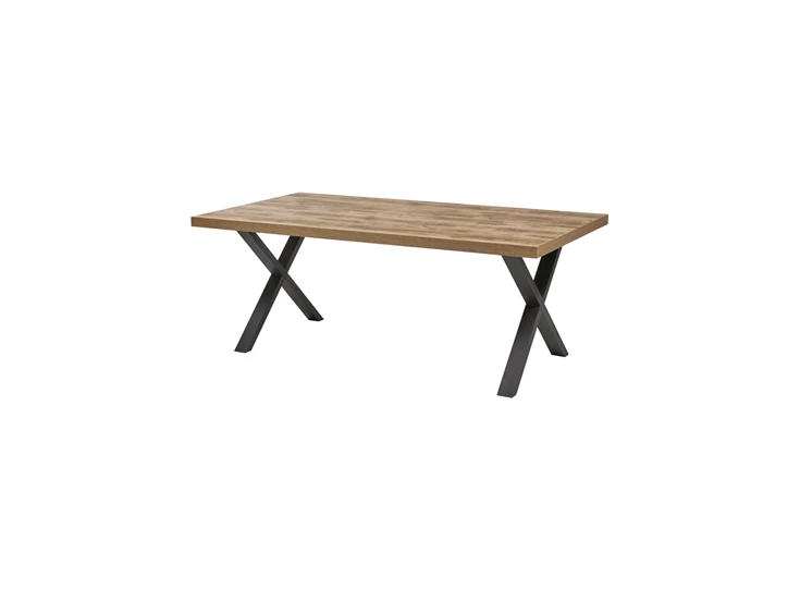 Phenix eettafel oak X poot zwart scarlet budget bauwens 170x100cm metaal
