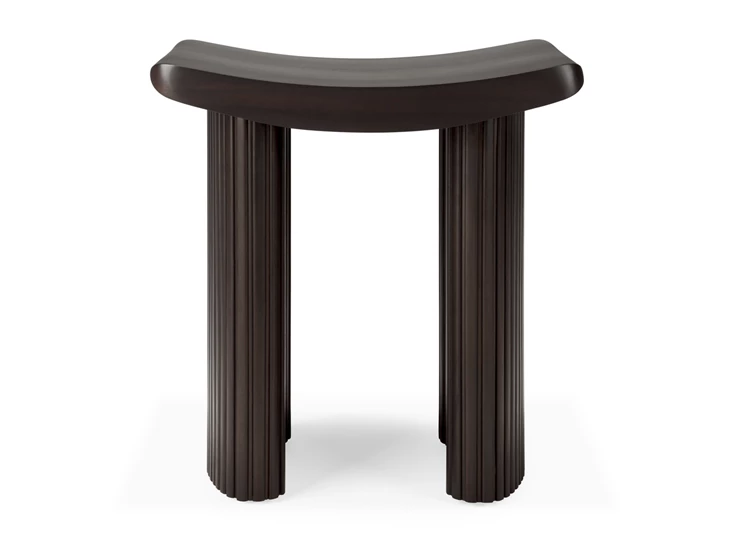 Front Krukje Mahogany Roller Max Dark Brown Stool 35030 Ethnicraft