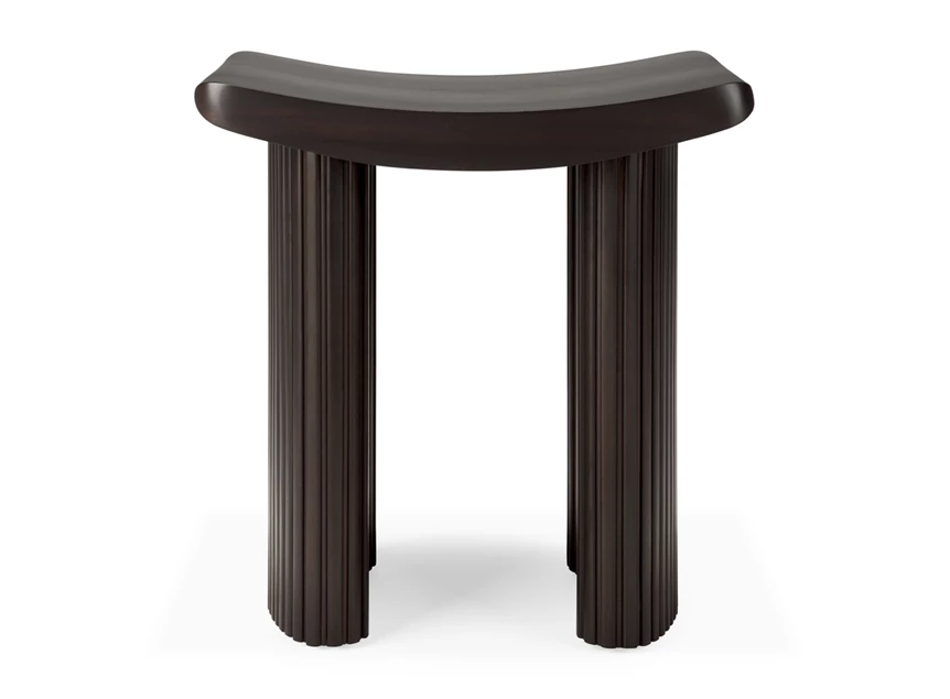 Front Krukje Mahogany Roller Max Dark Brown Stool 35030 Ethnicraft