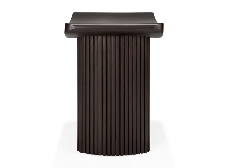 Zijkant Krukje Mahogany Roller Max Dark Brown Stool 35030 Ethnicraft