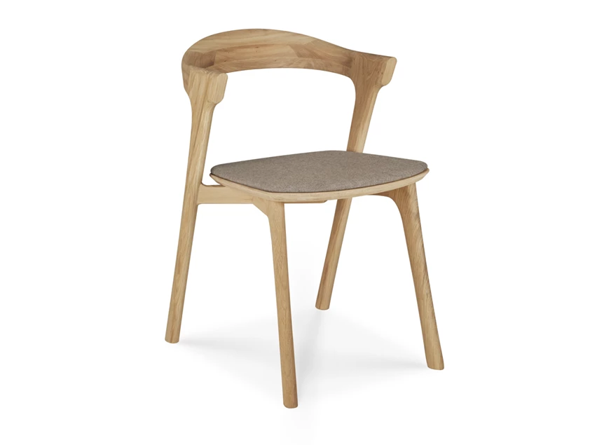 Armstoel Oak Bok Dining Chair Warm Grey Fabric 51486 Ethnicraft