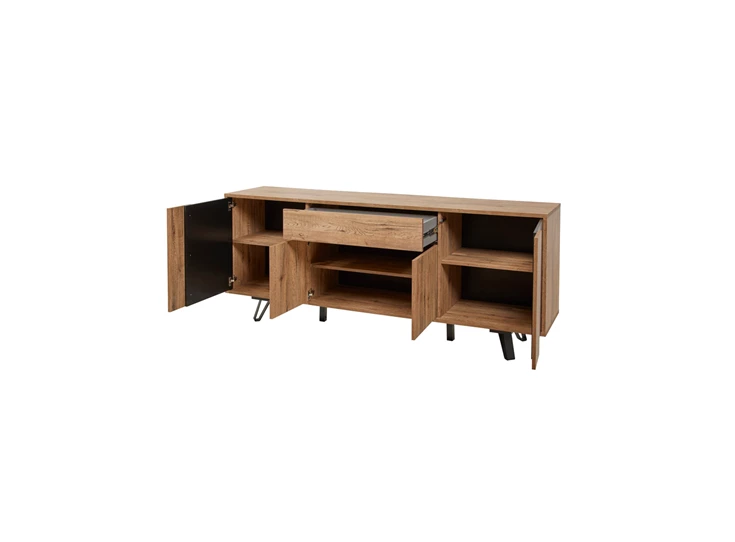Phenix dressoir 1 lade scarlet oak black bauwens trendy industrieel 4 deuren
