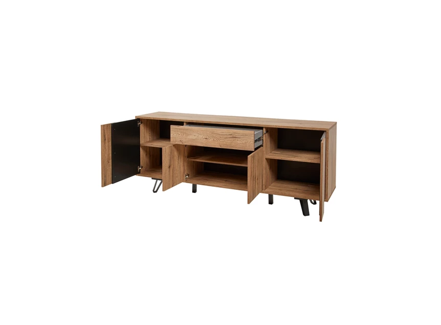 Phenix dressoir 1 lade scarlet oak black bauwens trendy industrieel 4 deuren
