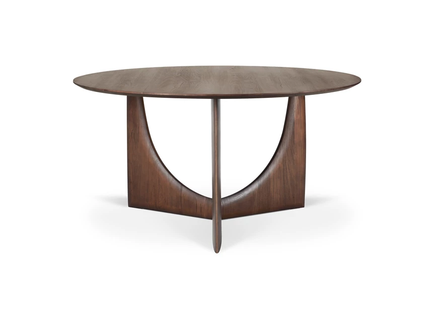 Front Eettafel Teak Geometric Brown Dining Table Round 10513 Ethnicraft