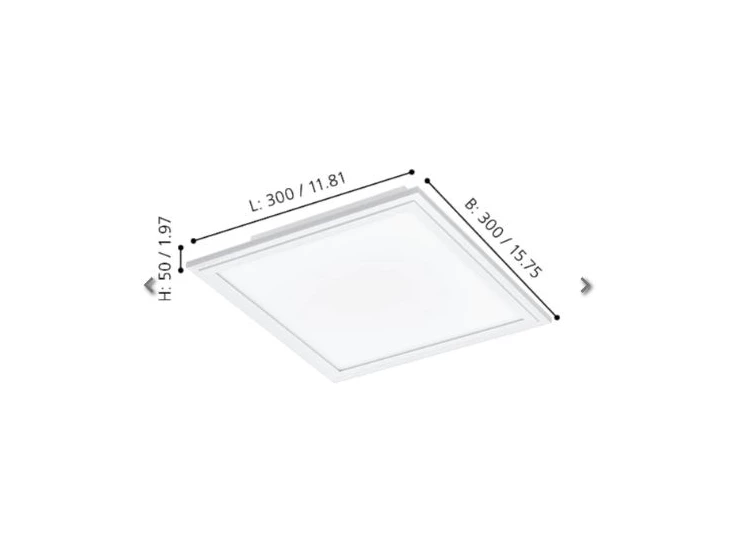 Salobrena 1- plafondarmatuur- led- 300x300- 4000K- afmetingen