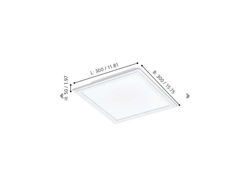 Salobrena 1- plafondarmatuur- led- 300x300- 4000K- afmetingen