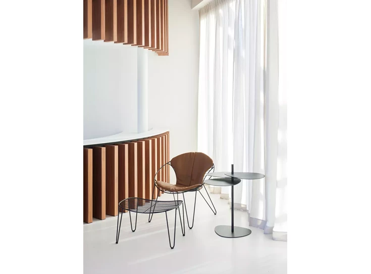 Met Lounge Tabouret Wire voetenbank metaal zwart Joli