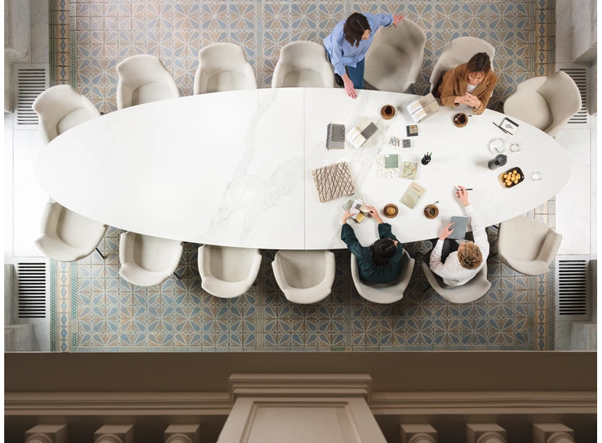 Eettafel Wire Majestic Table keramiek calacatta Joli