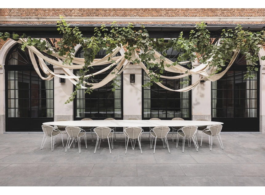 Outdoor tuintafel Eettafel Wire Majestic Table keramiek calacatta Joli