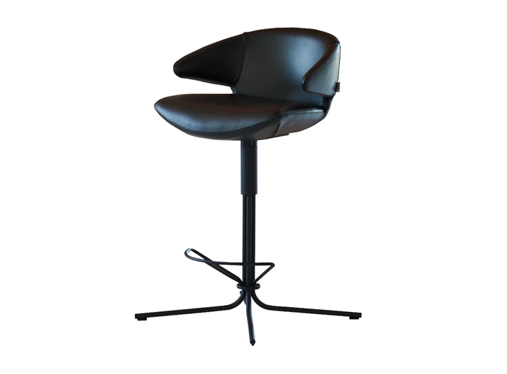 Barstoel Morisot Barstool Spider Base Low auto-return leder zwart Joli