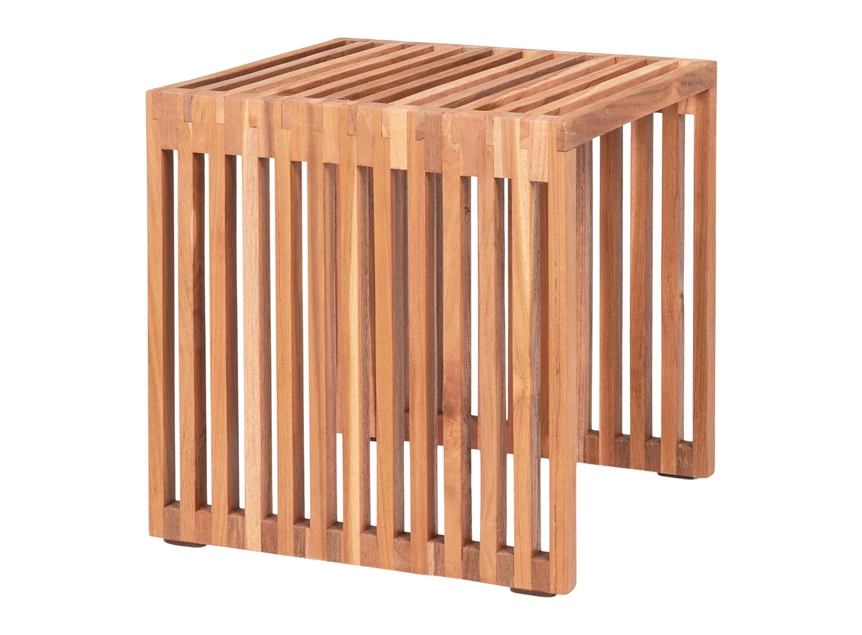 Pego side table- teak wood- nature- 40x40x40cm- zijaanzicht