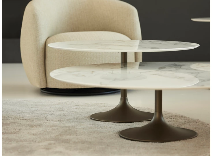 Detail Salontafel Central set round keramiek Bianco d'Oro Joli