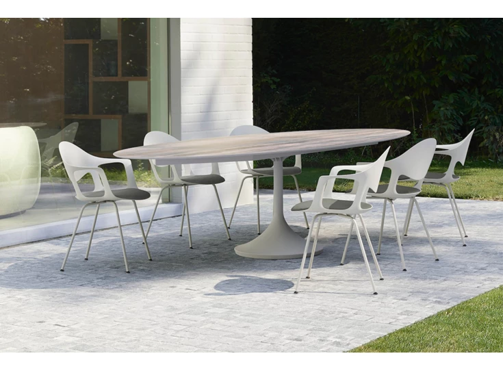 Outdoor tuintafel Tafel Central Elyps Big keramiek Bianco d'Oro Joli
