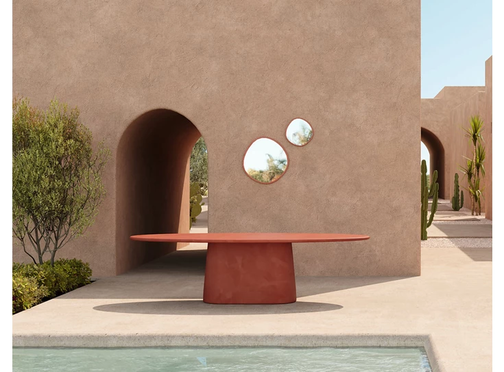 Sfeerfoto Spiegel Gusa 01 Round Medium Terracotta Muundo PR-Living