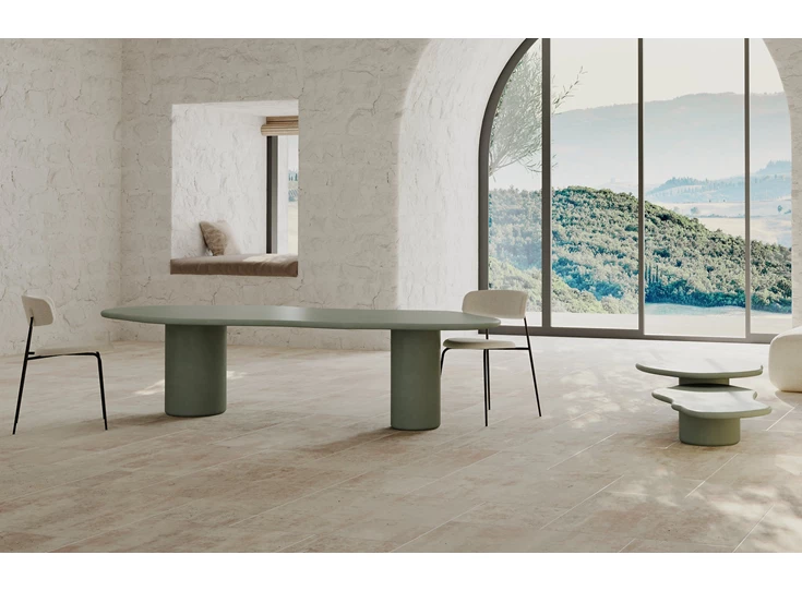 Sfeerfoto Tafel Laini organisch mortex olive Muundo by PR Living