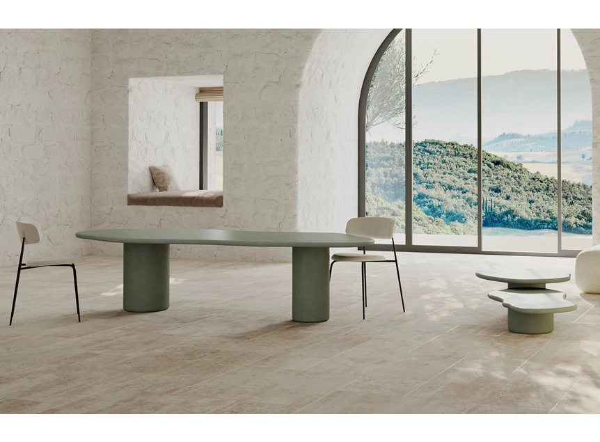 Sfeerfoto Tafel Laini organisch mortex olive Muundo by PR Living