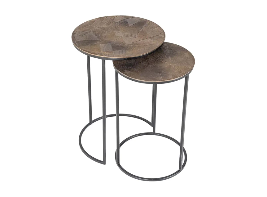 Zijkant Bijzettafel set van 2 Tulum brushed gold 825193 Richmond Interiors