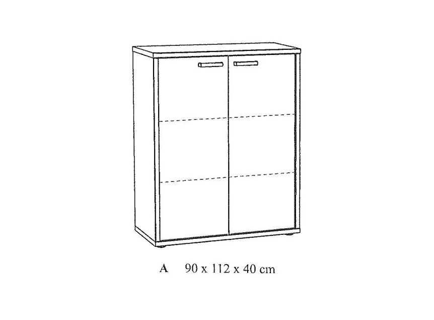 Neyt Bureaukast A Lage Dossierkast Pronto 2 deuren Wit Tekening