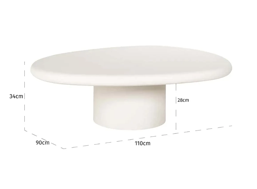 Afmetingen Kiezelvormige Salontafel Bloomstone mortex 7655 Richmond Interiors