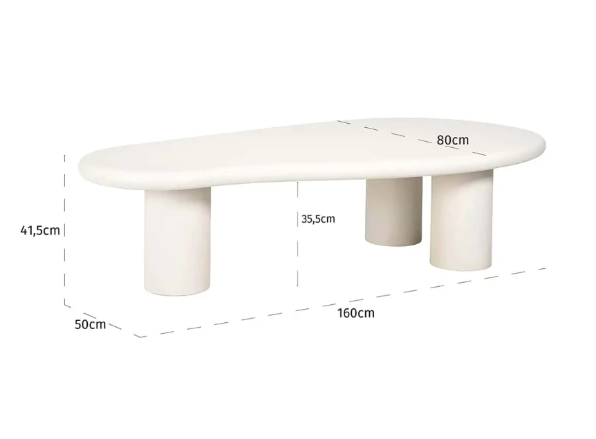 Afmetingen Organische Salontafel Bloomstone mortex 7654 Richmond Interiors