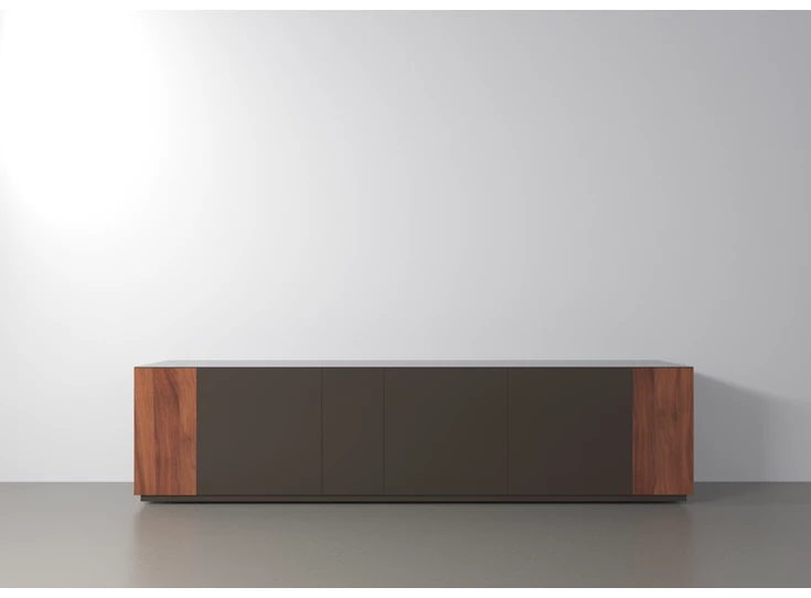 Lage dressoir Capri Riva 1050 matte lak zwart noten hout Coesel