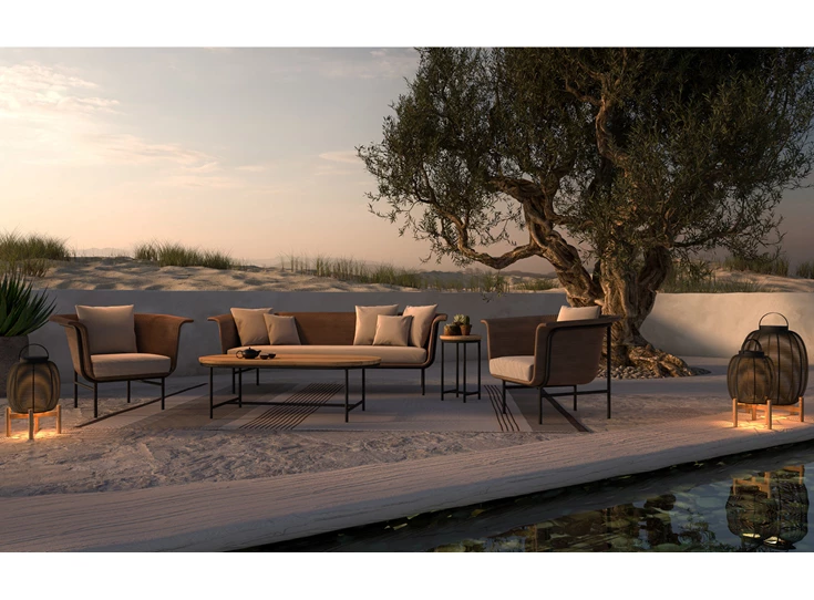 GI102 tika teak base 2700 kelvin 500 lumen outdoor small lantern vincent sheppard LED onbehandelde teak